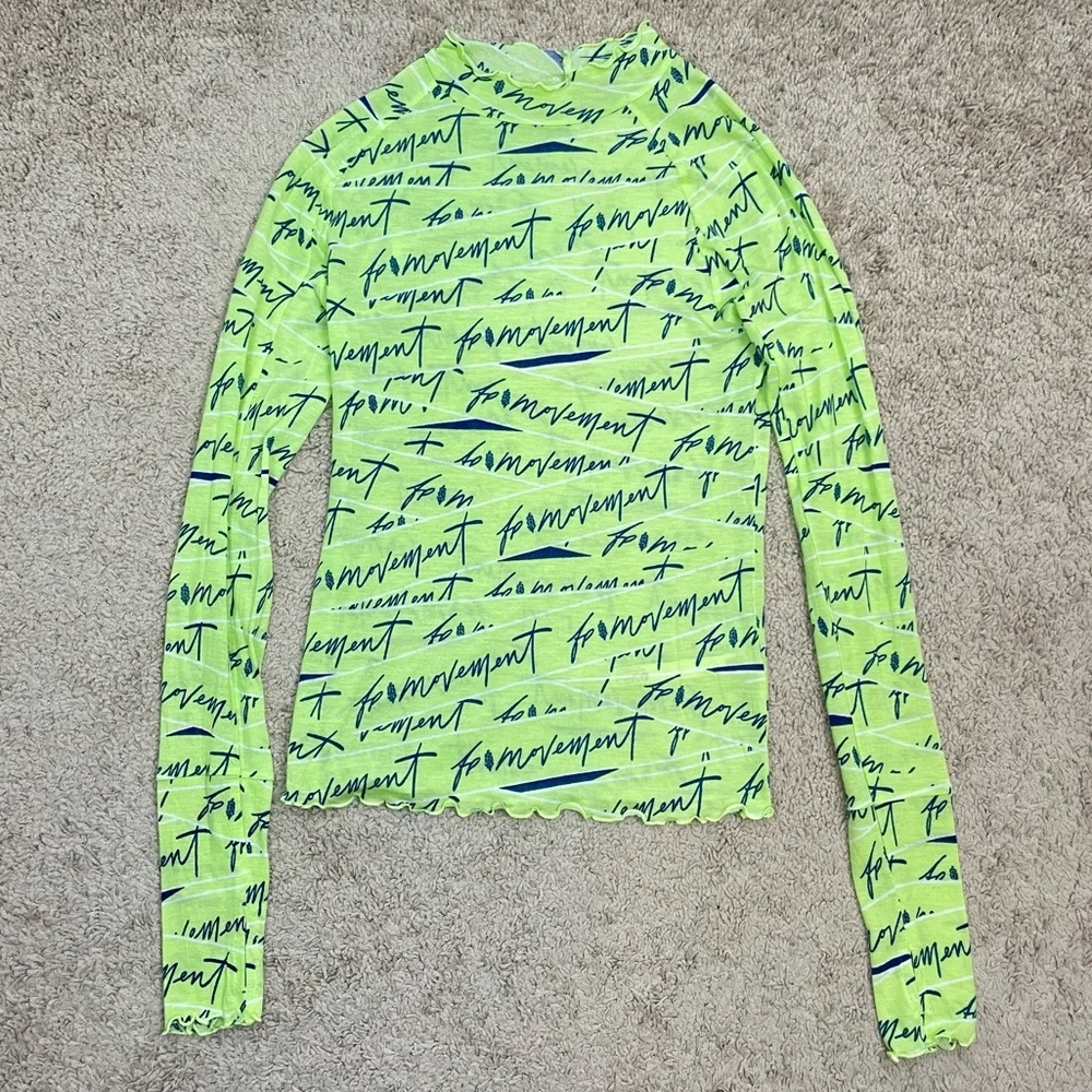 Free People Movement Mockneck High Jump Printed Logo Long Sleeve Top Medium